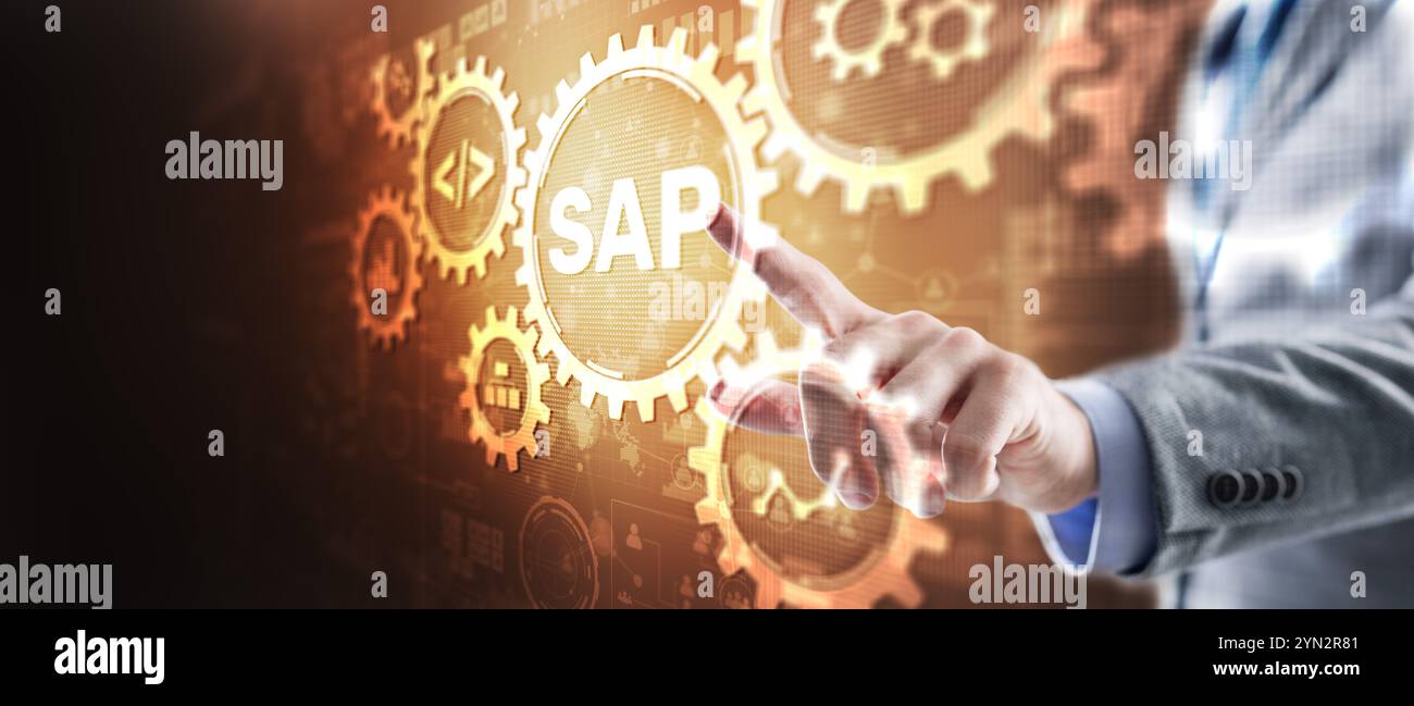 SAP System Software Automation concept. Technology, internet and networking concept on virtual screen Stock Photo