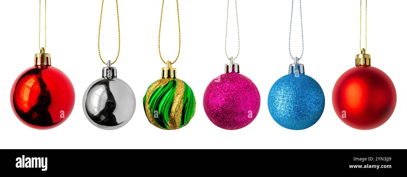 Christmas ball set isolated on white background Stock Photo - Alamy