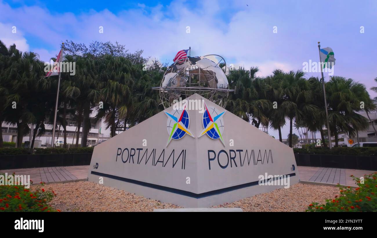 Port Miami signs in downtown - MIAMI, UNITED STATES - NOVEMBER 5, 2024 ...