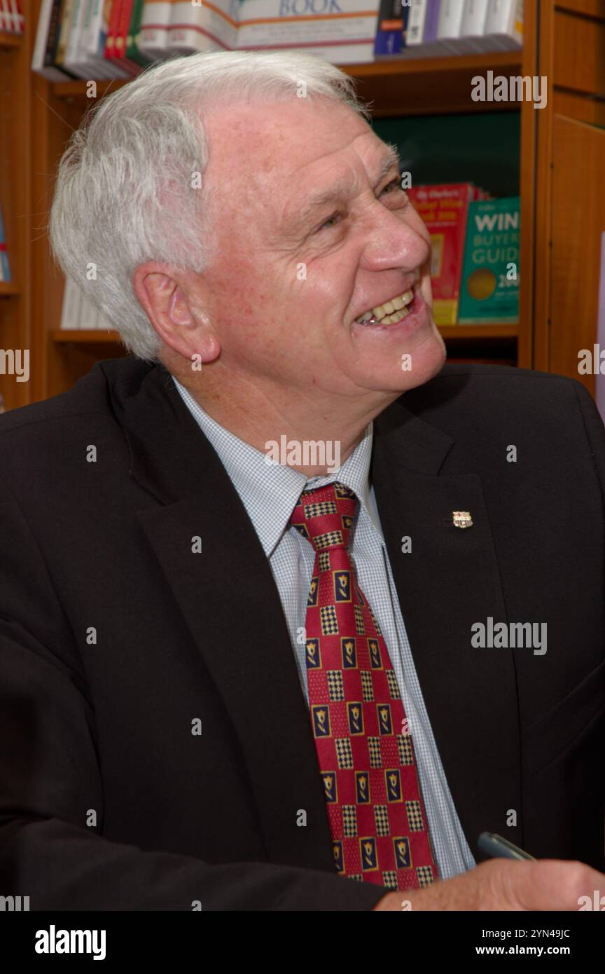 Former Ipswich Town and England football manager Sir Bobby Robson at a signing of his book Farewell but not Goodbye in Jarrolds, Norwich, Norfolk, UK Stock Photo