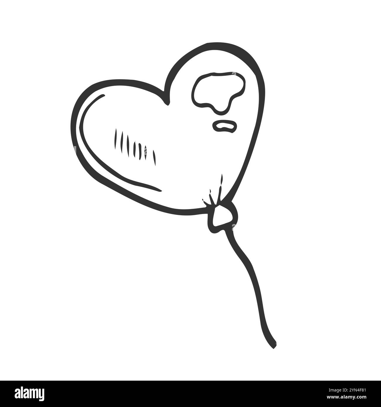 Cute heart shaped balloon isolated on white background. Vector hand ...