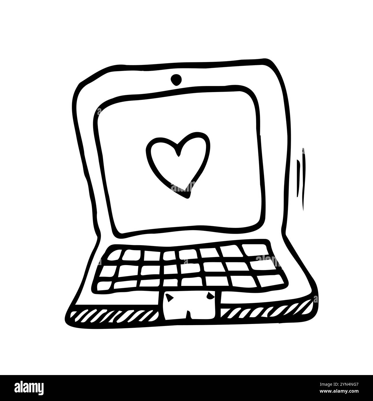 Doodle laptop icon in vector. Hand drawn laptop icon. Doodle computer ...