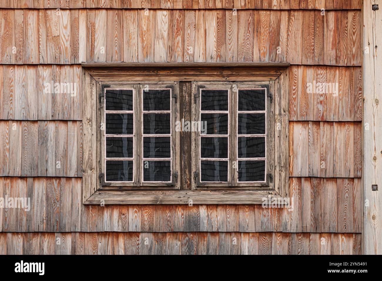 Detail of old wooden window in a wall Stock Photo - Alamy