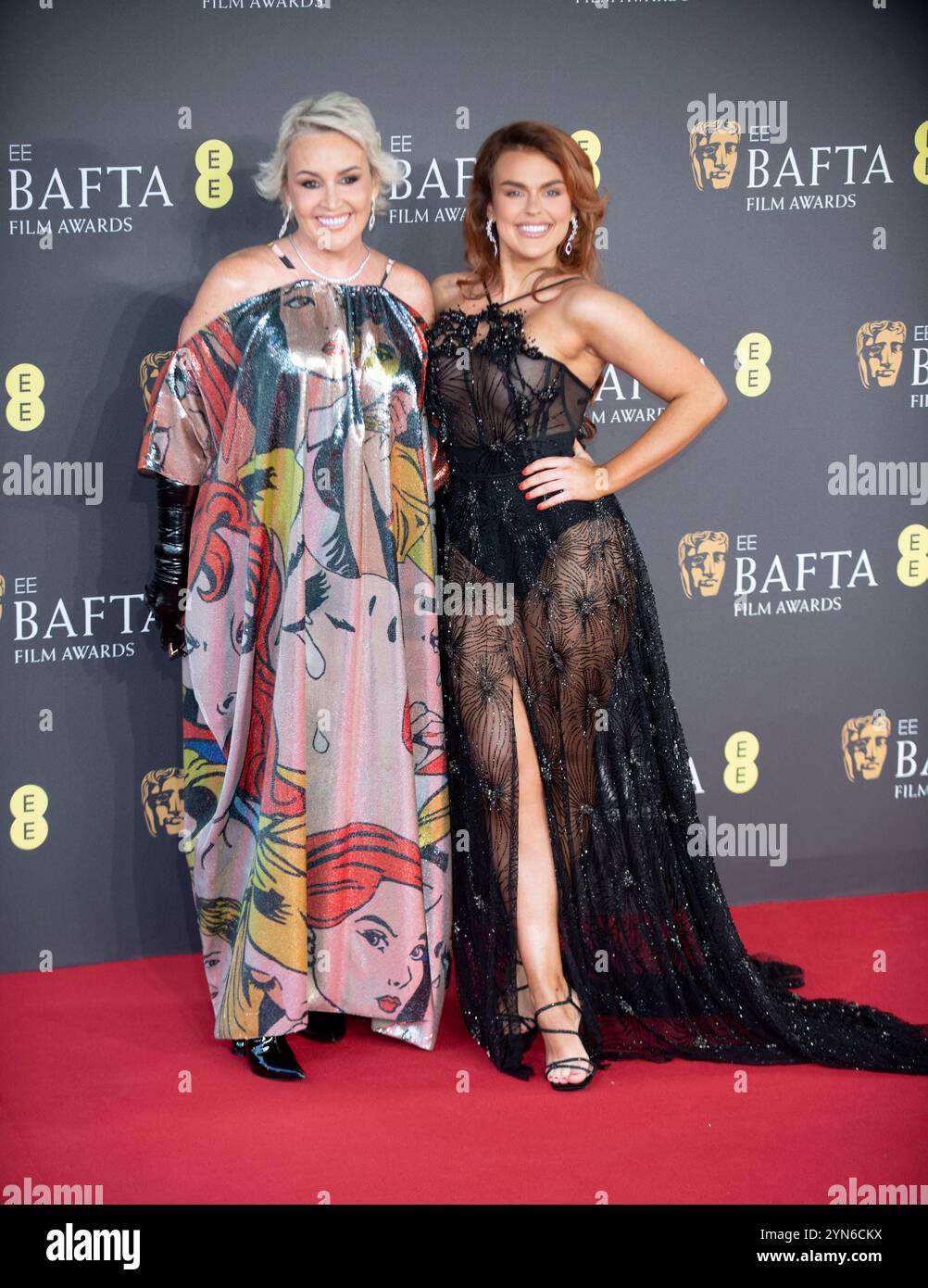 Tessa Hartmann and Tallia Storm at the  77th British Academy Film Awards, Royal Festival Hall, London, UK - 18 Feb 2024 Stock Photo