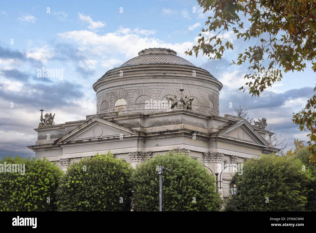 Volta temple at lake Como, Italy, Europe Stock Photo