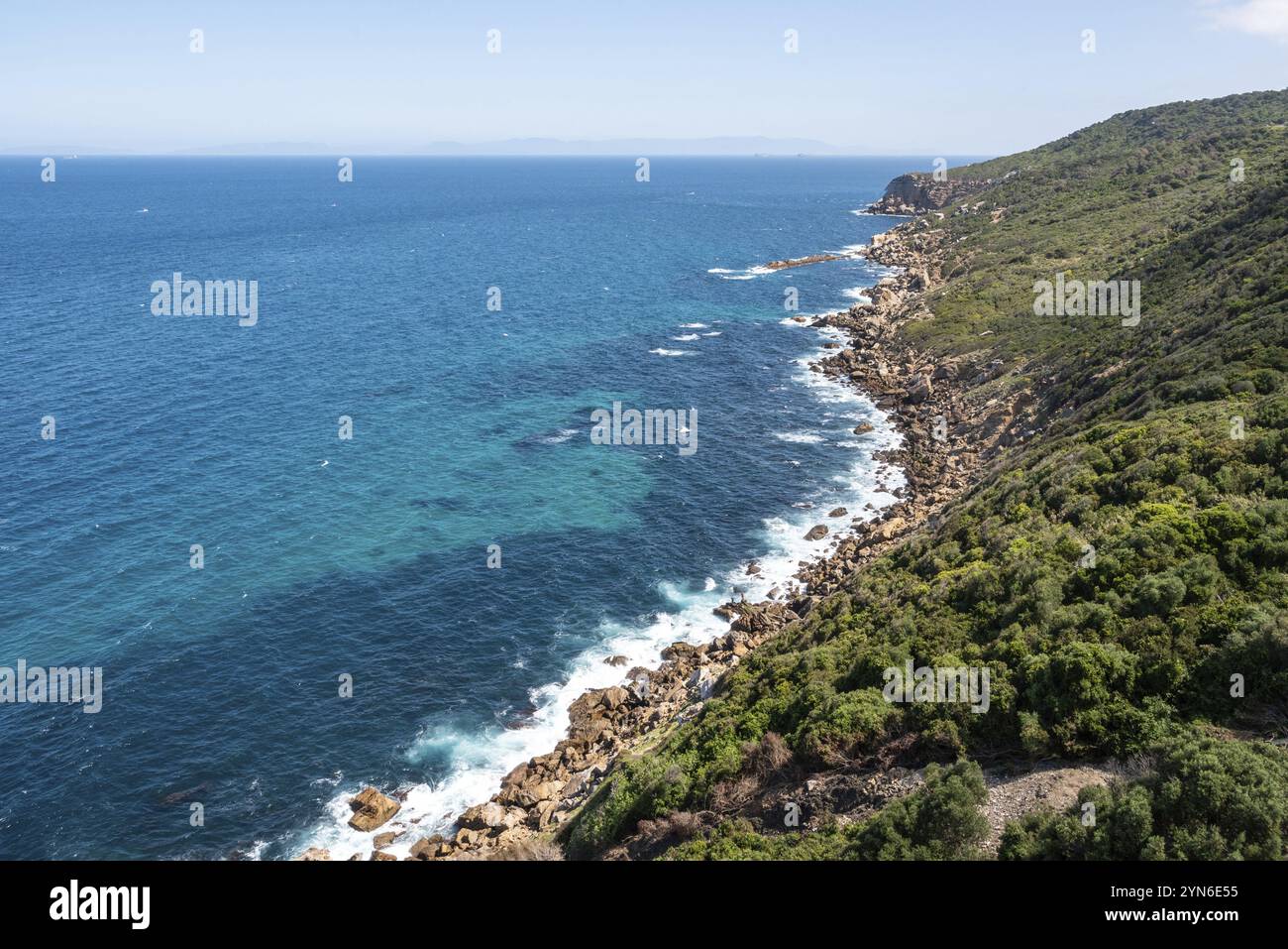 Peaceful shoreline of Cape Spartel near Tangier, Morocco, Africa Stock Photo