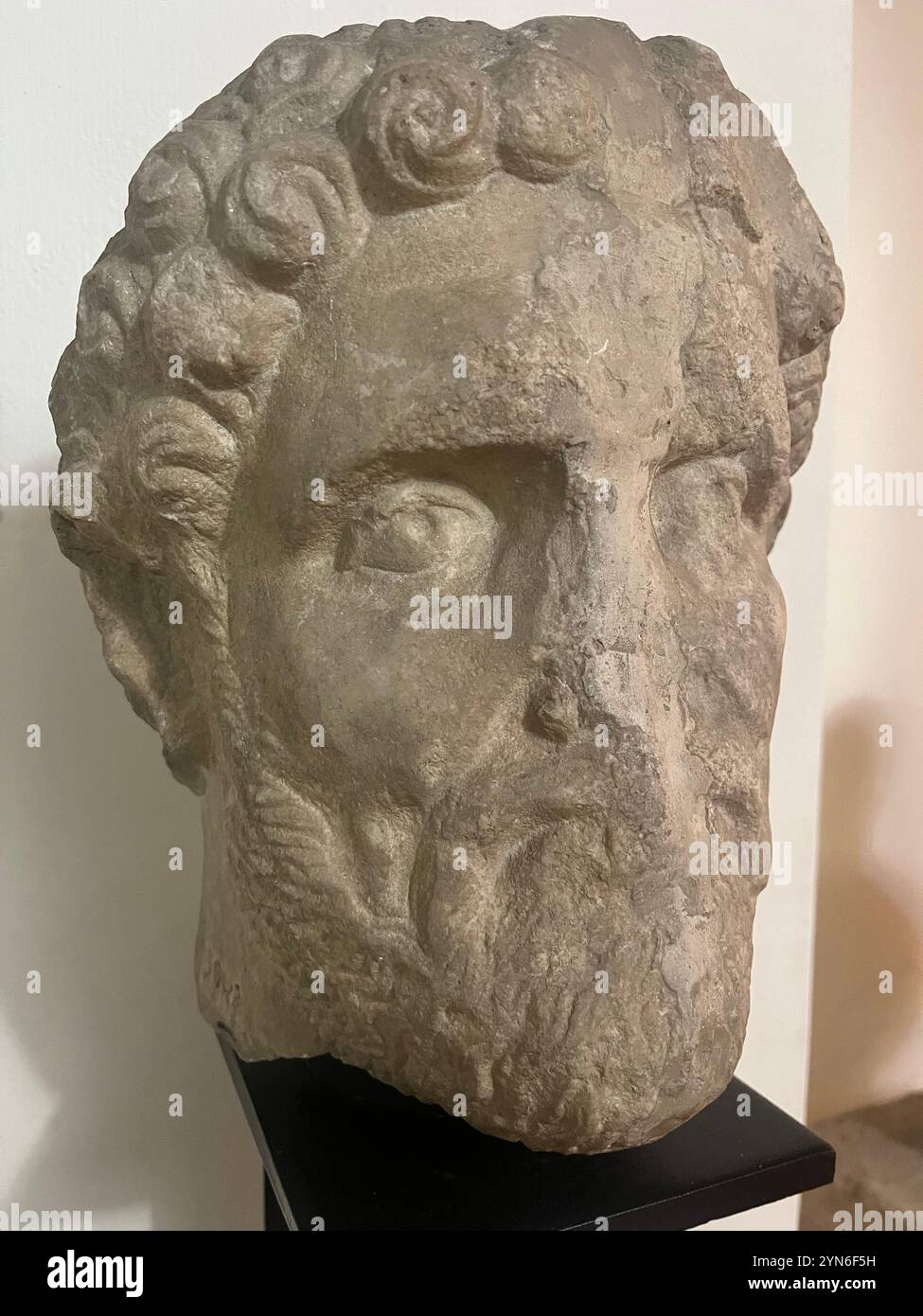 Antoninus Pius, Emperor, marble head, marble statue, marble portrait, head sculpture, Bessapara Bulgaria, Archaeological museum Sofia Bulgaria, EU - Smartphone Captured Stock Image