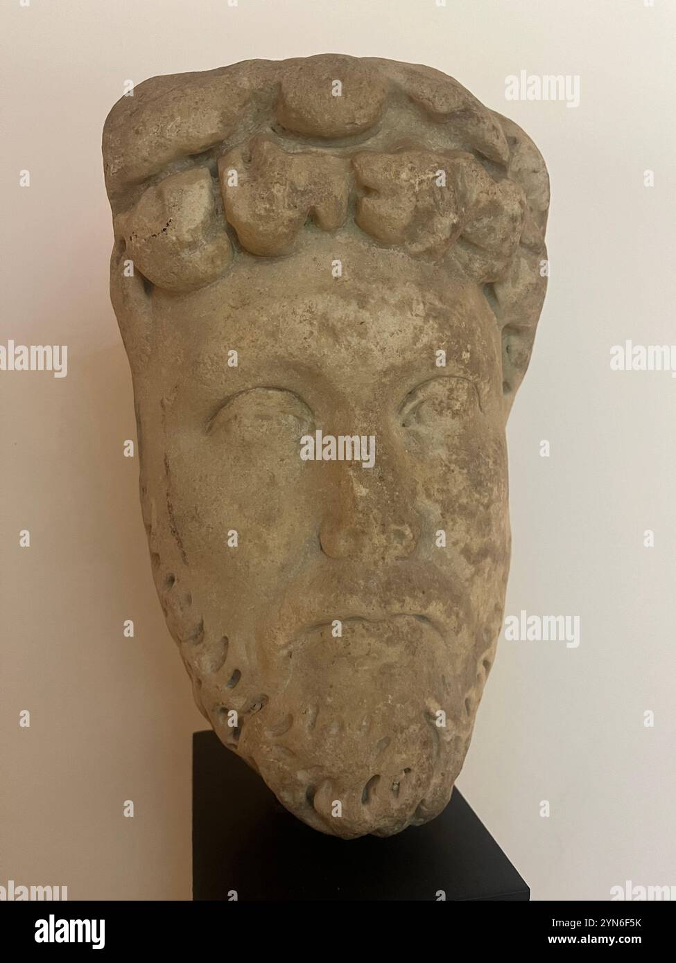 Marcus Aurelius, Emperor, marble head, marble statue, marble portrait, head sculpture, high relief, Constantia, Archaeological museum Sofia Bulgaria - Smartphone Captured Stock Image