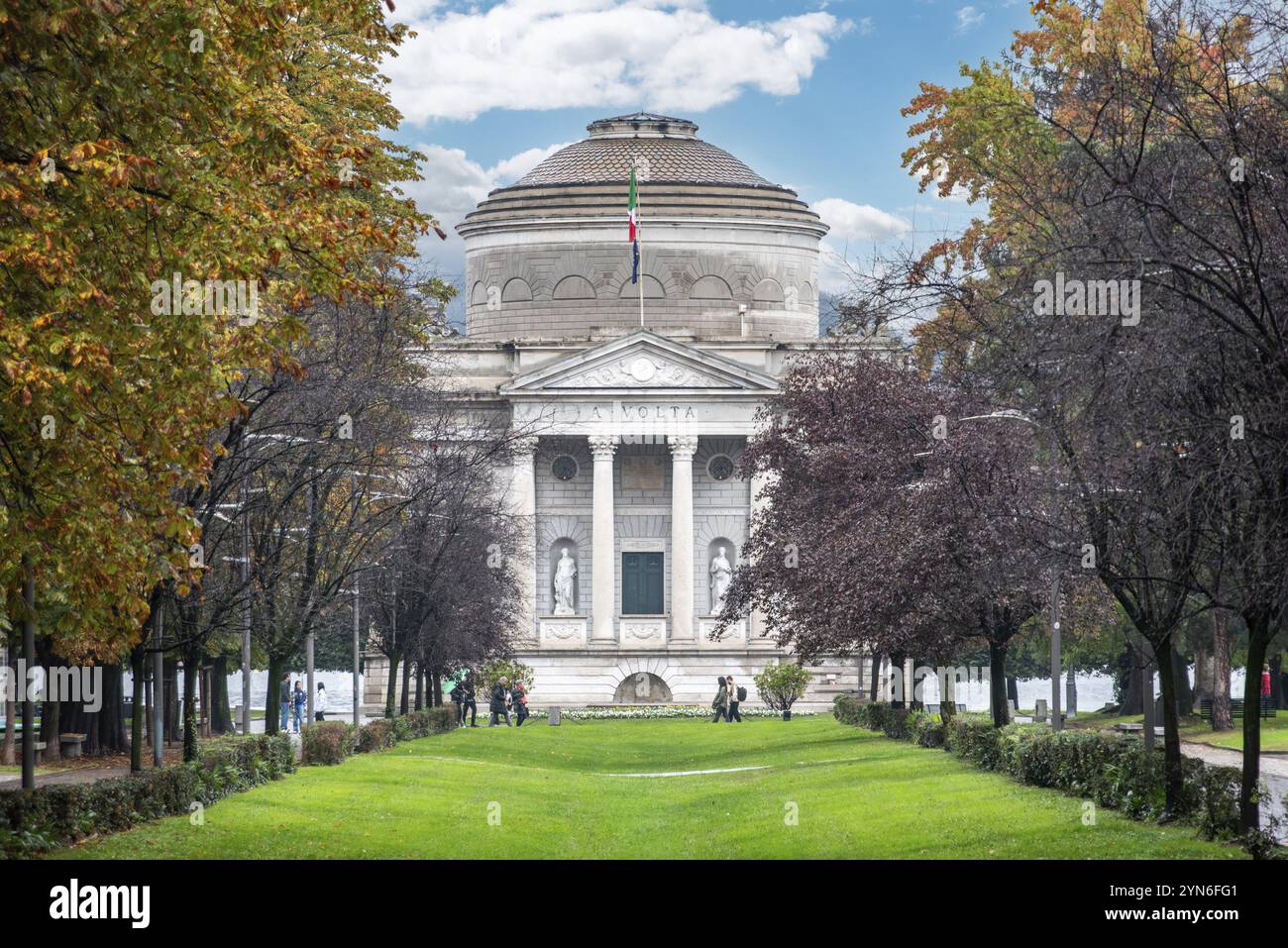 Volta temple at lake Como, Italy, Europe Stock Photo