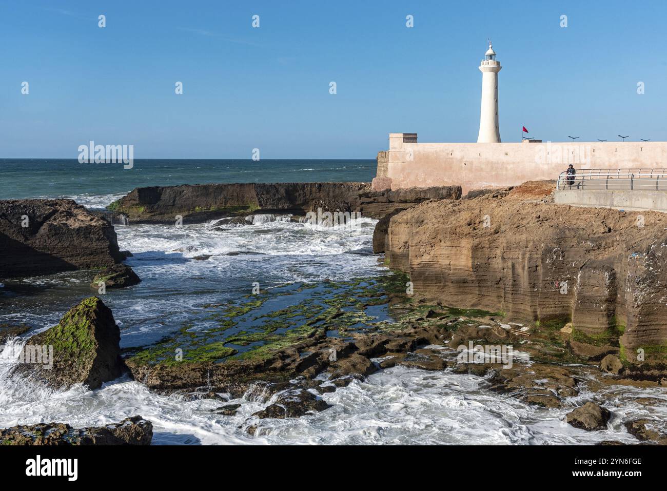 The lighthouse of Rabat during calm sea, Morocco, Africa Stock Photo ...
