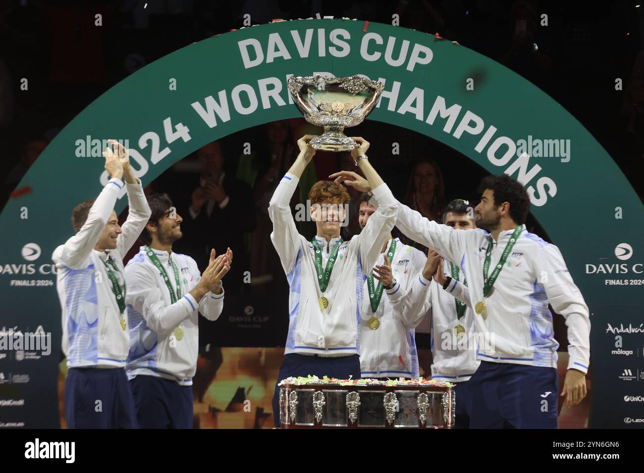 November 24, 2024: November 24, 2024 (Malaga) ITALY DAVIS CUP CHAMPION 2024! Sinner beat Griekii 7-6(2) and 6-2 and gave his country the two-time championship in Malaga. (Credit Image: © Lorenzo Carnero/ZUMA Press Wire) EDITORIAL USAGE ONLY! Not for Commercial USAGE! Stock Photo
