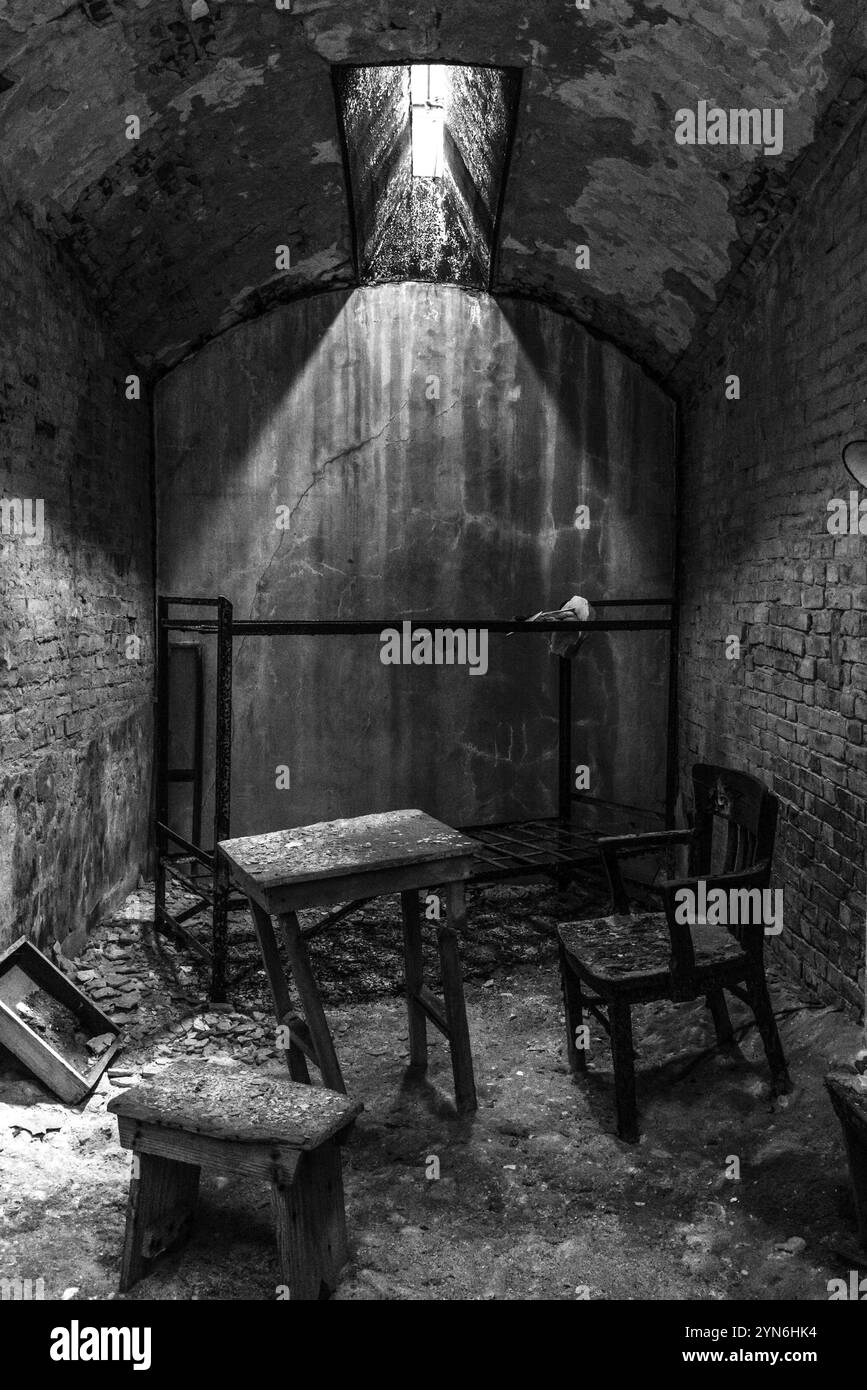 PHILADELPHIA, USA, AUGUST 15, 2022, Old abandoned prison cell in Eastern State Penitentiary, USA, North America Stock Photo