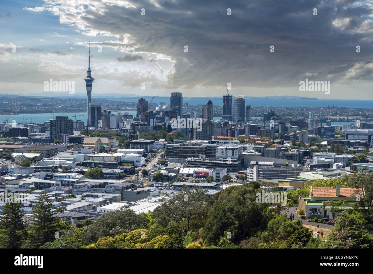 View on Auckland Central Business District from Mount Eden Volcanic ...