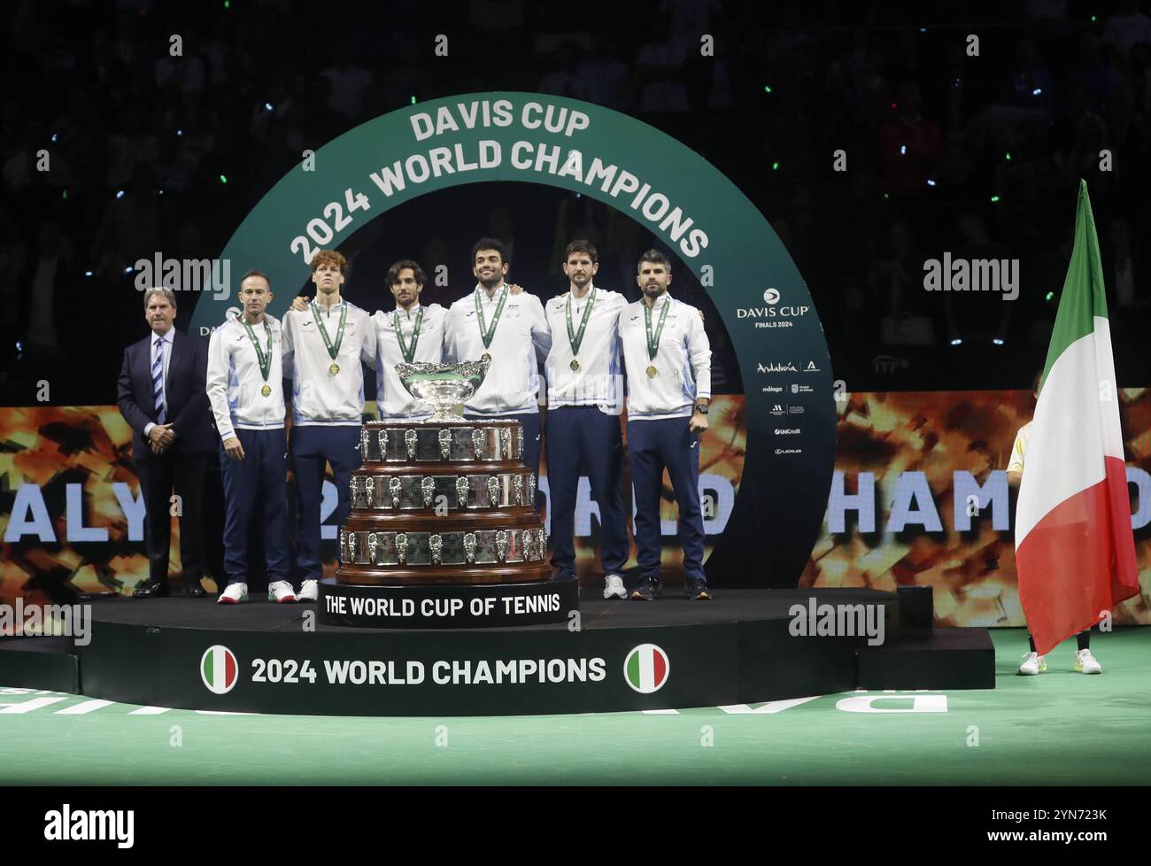 Malaga - Davis Cup Finals Malaga, Italy vs Netherlands, team Italy, November 24, 2024. Photo Felice Calabro' Editorial Usage Only Stock Photo