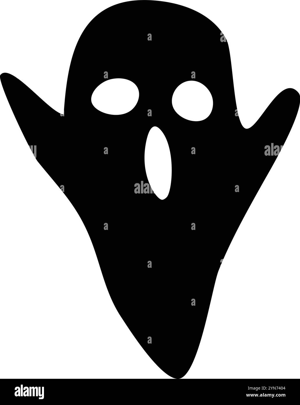 Black silhouette of a screaming ghost with wide open mouth and arms ...