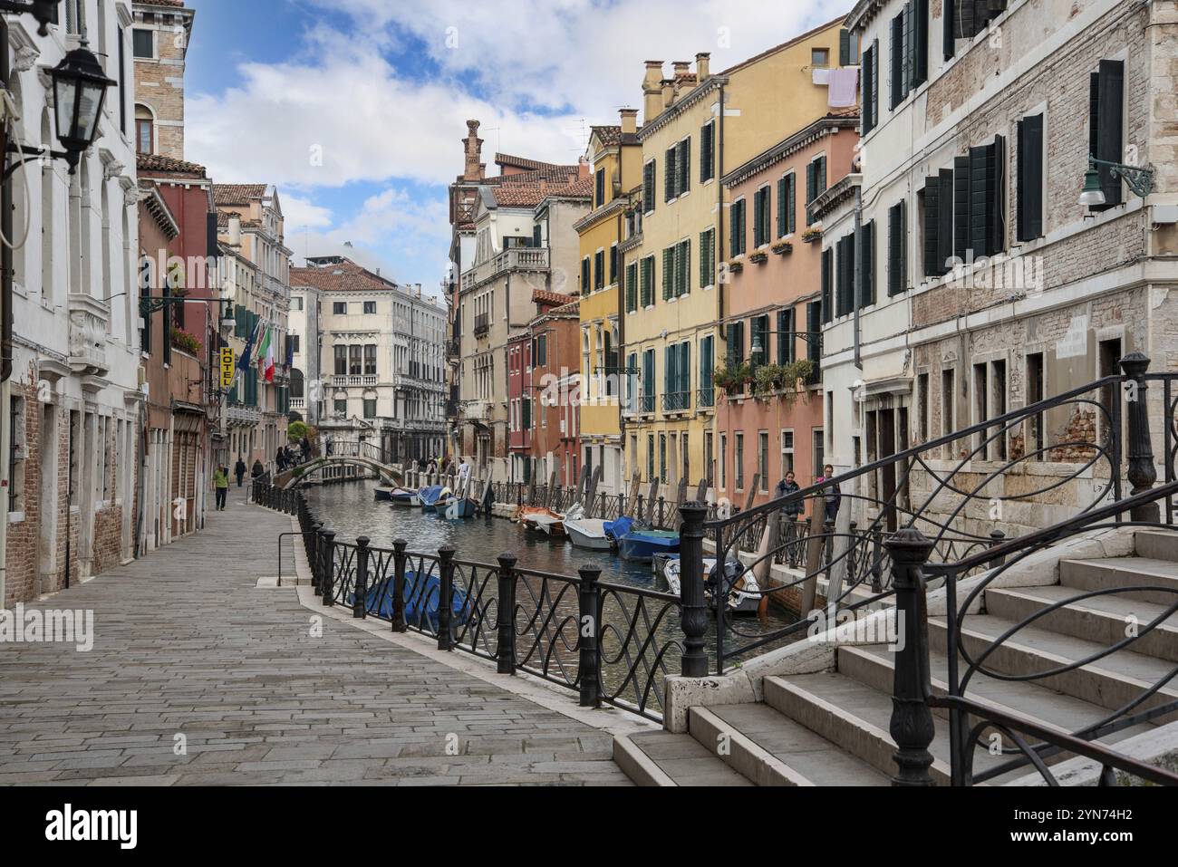 Empty Pathway and Canal in Dorsoduro Quarter, Venice, Italy, Europe ...