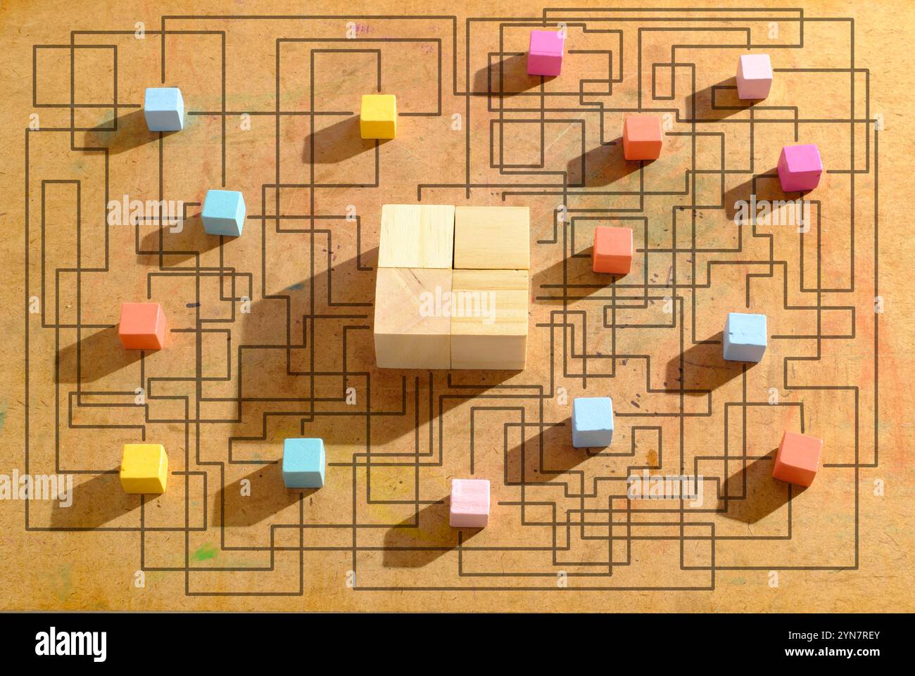 complex messy management or organization, chaotic decision tree, complicated business process Stock Photo