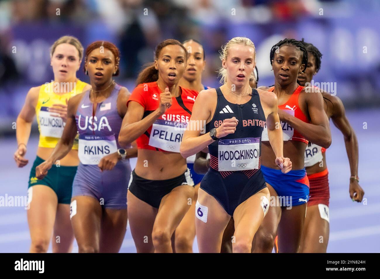 Keely Hodgkinson (GBR) competes in the Women's 800  semi-finals at the 2024 Olympic Summer Games. Stock Photo
