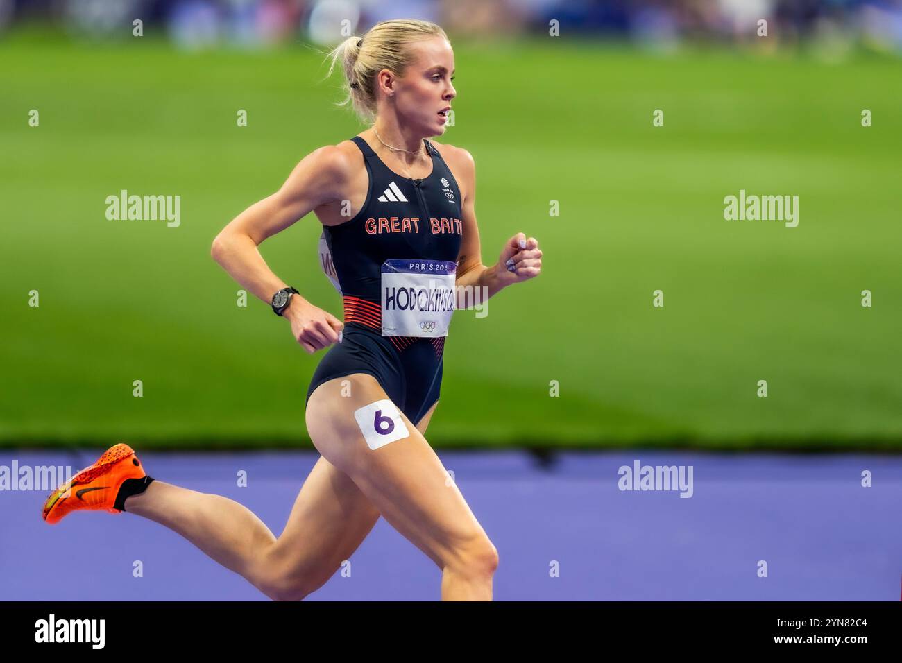 Keely Hodgkinson (GBR) competes in the Women's 800  semi-finals at the 2024 Olympic Summer Games. Stock Photo