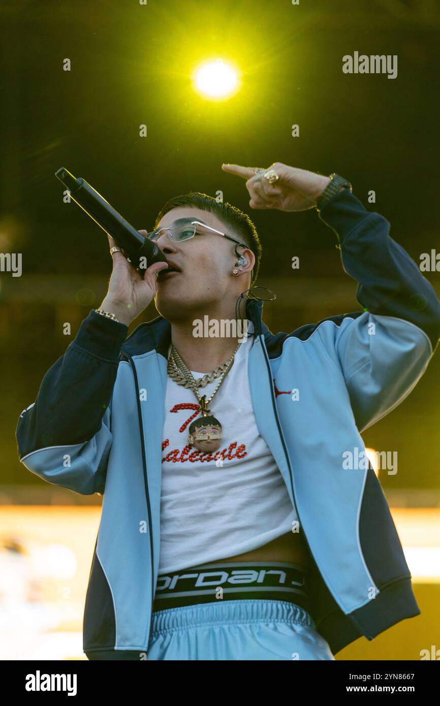 Mexican singer El Malilla performs during the Coca-Cola Flow Fest music ...