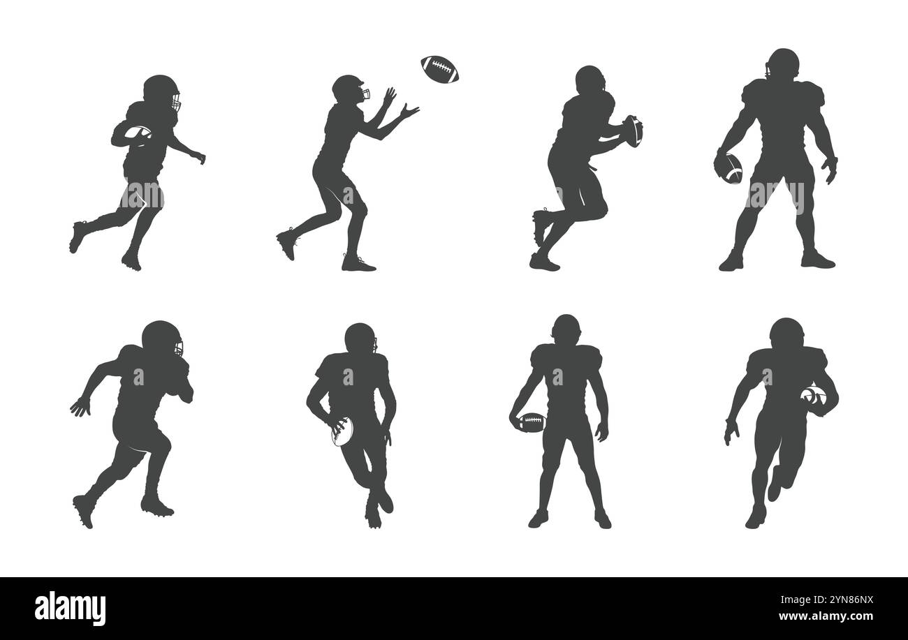 American football players' vectors, American football player silhouette, Football player's vectors, Football player's silhouette Stock Vector
