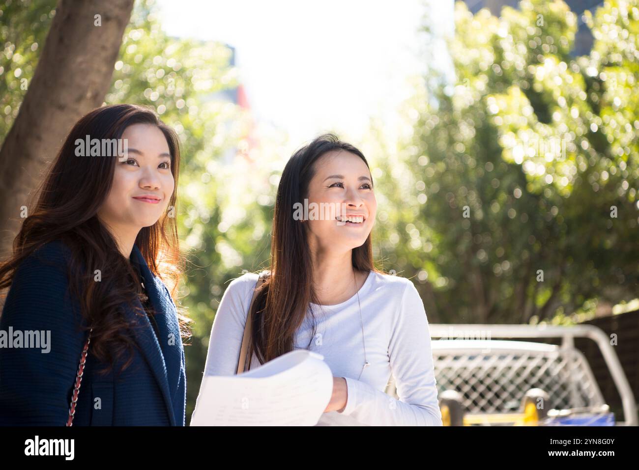 Women having a meeting outside Stock Photo