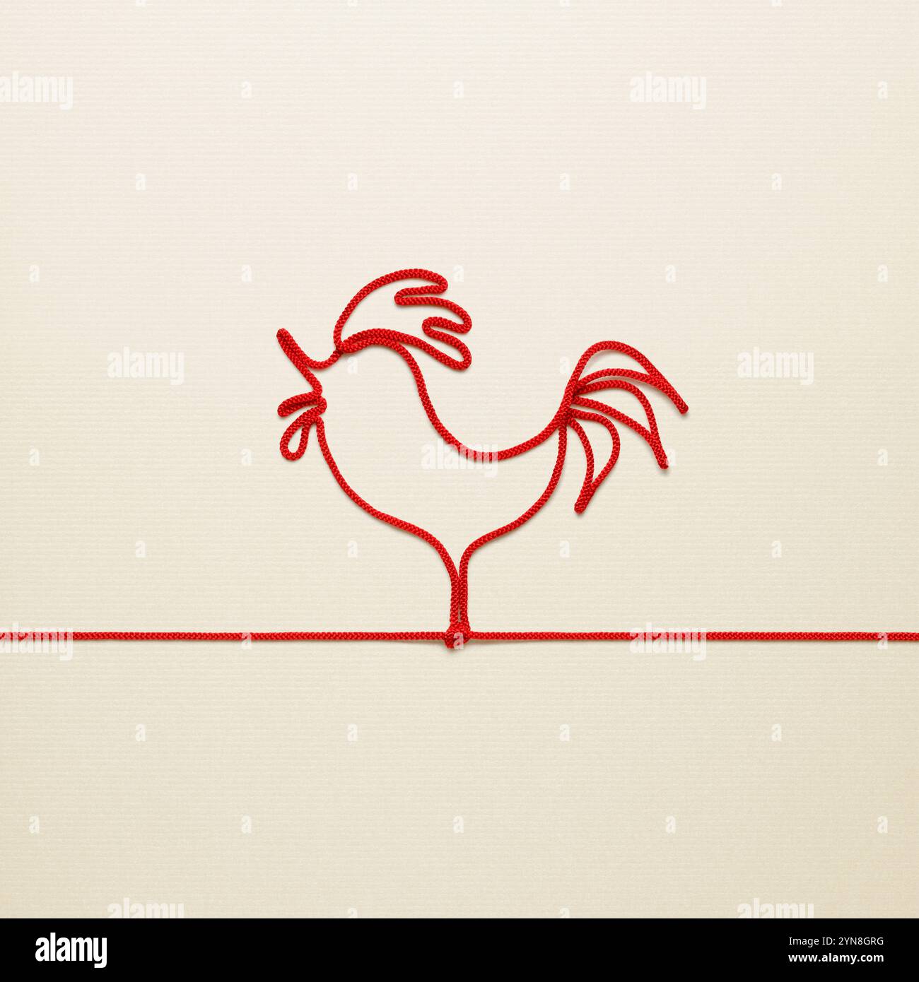 Image of a chicken (rooster) made with red string Stock Photo - Alamy