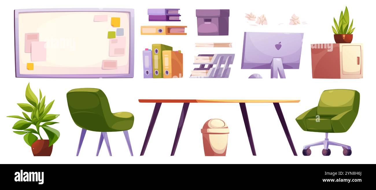 Modern office interior elements with workspace furniture - boss chairs ...