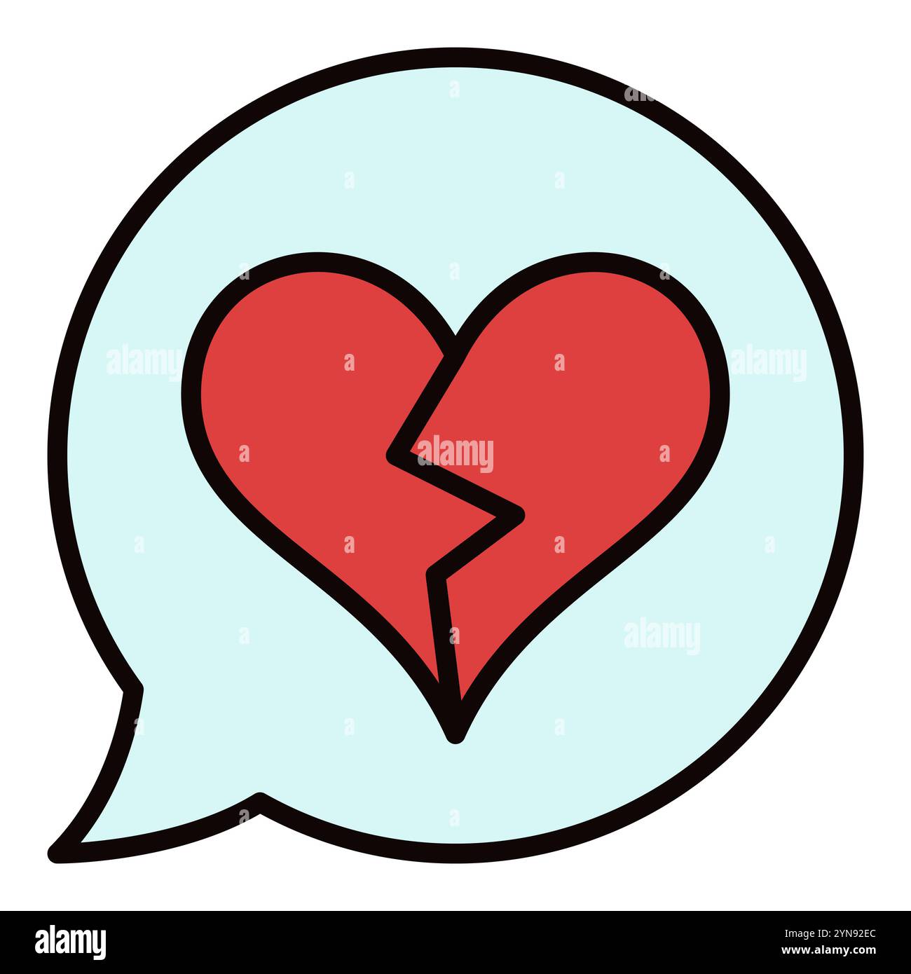 Speech Bubble with Red Broken Heart vector icon or Heartache colored ...