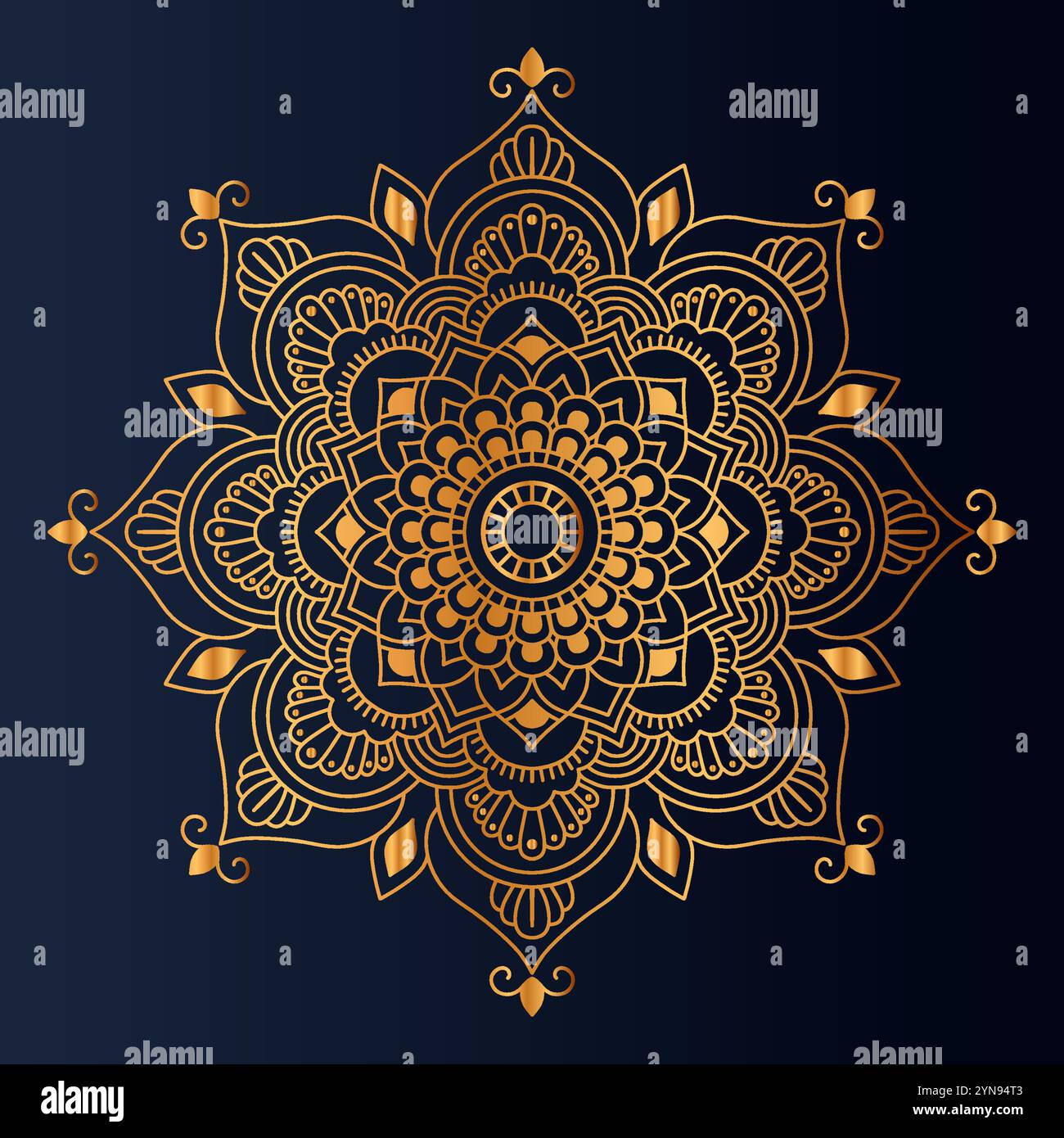 Gold Mandala ethnic decorative elements, Islam, Arabic, Indian ottoman motifs, Mandala seamless pattern Stock Vector