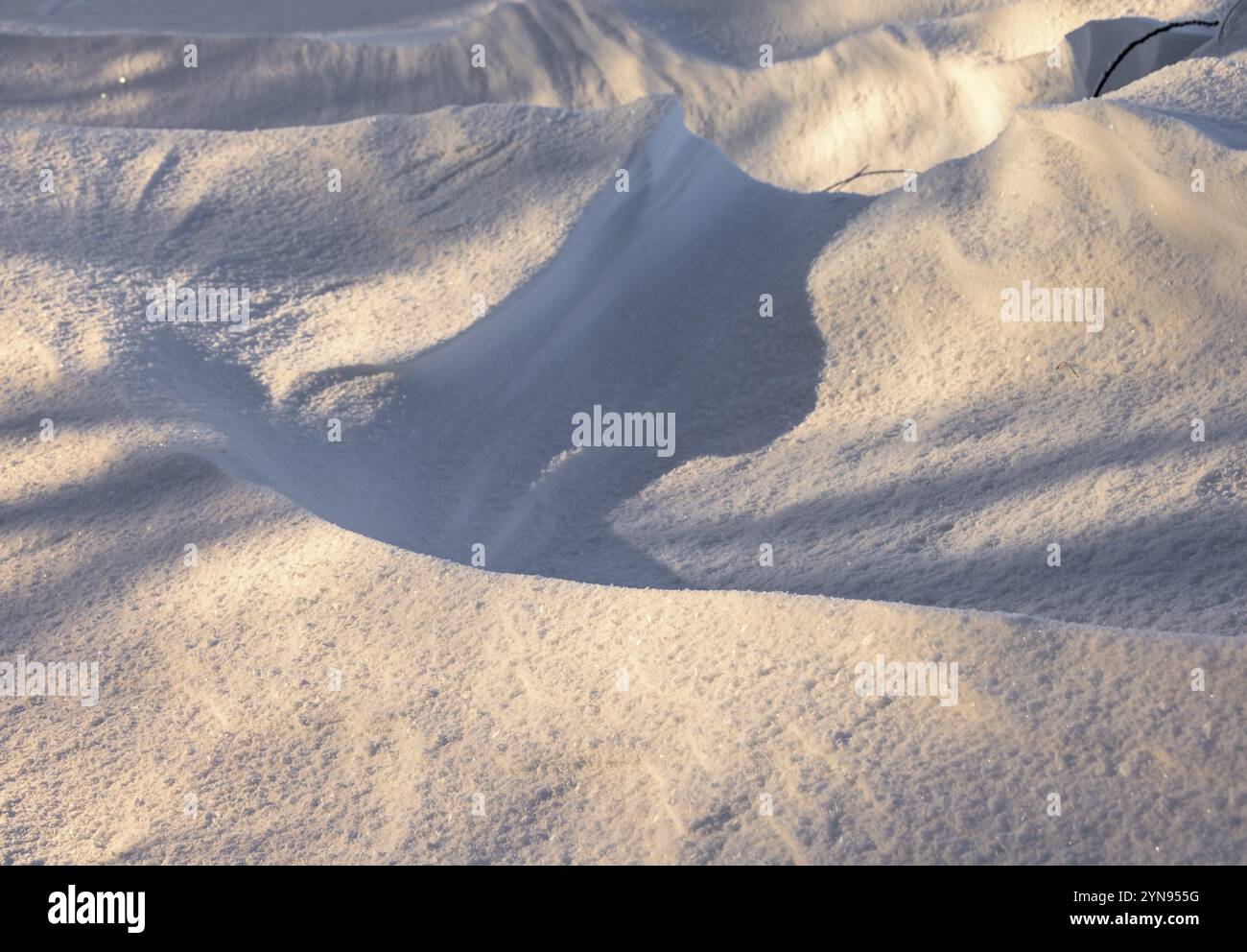 Abstract shadow pattern on a snowdrift in the winter Stock Photo