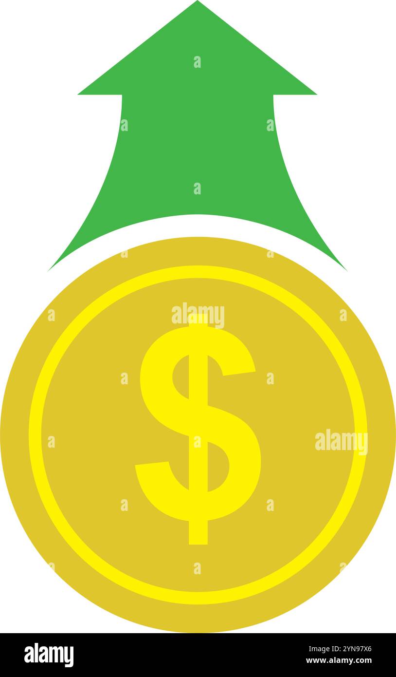 Cost symbol increase icon. Vector symbol image isolated on background ...