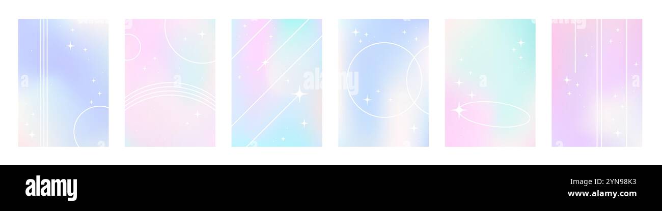 Fluid holographic gradient poster collection Stock Vector