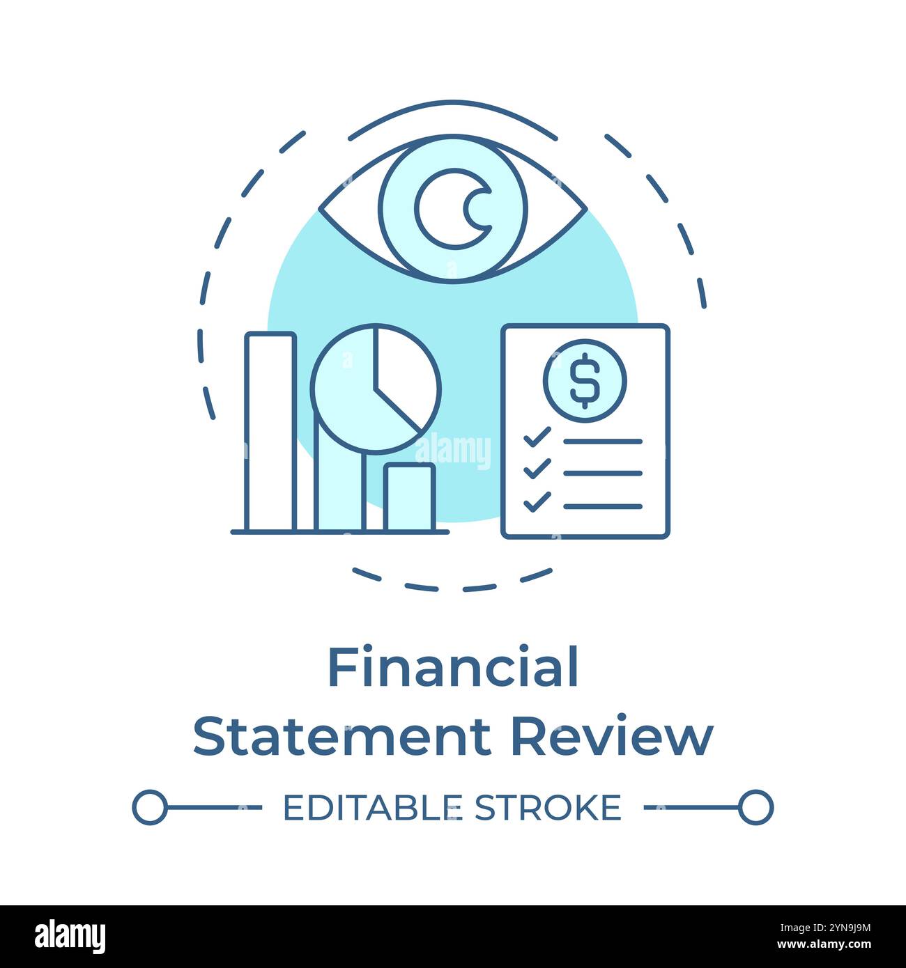 Financial statement review soft blue concept icon Stock Vector