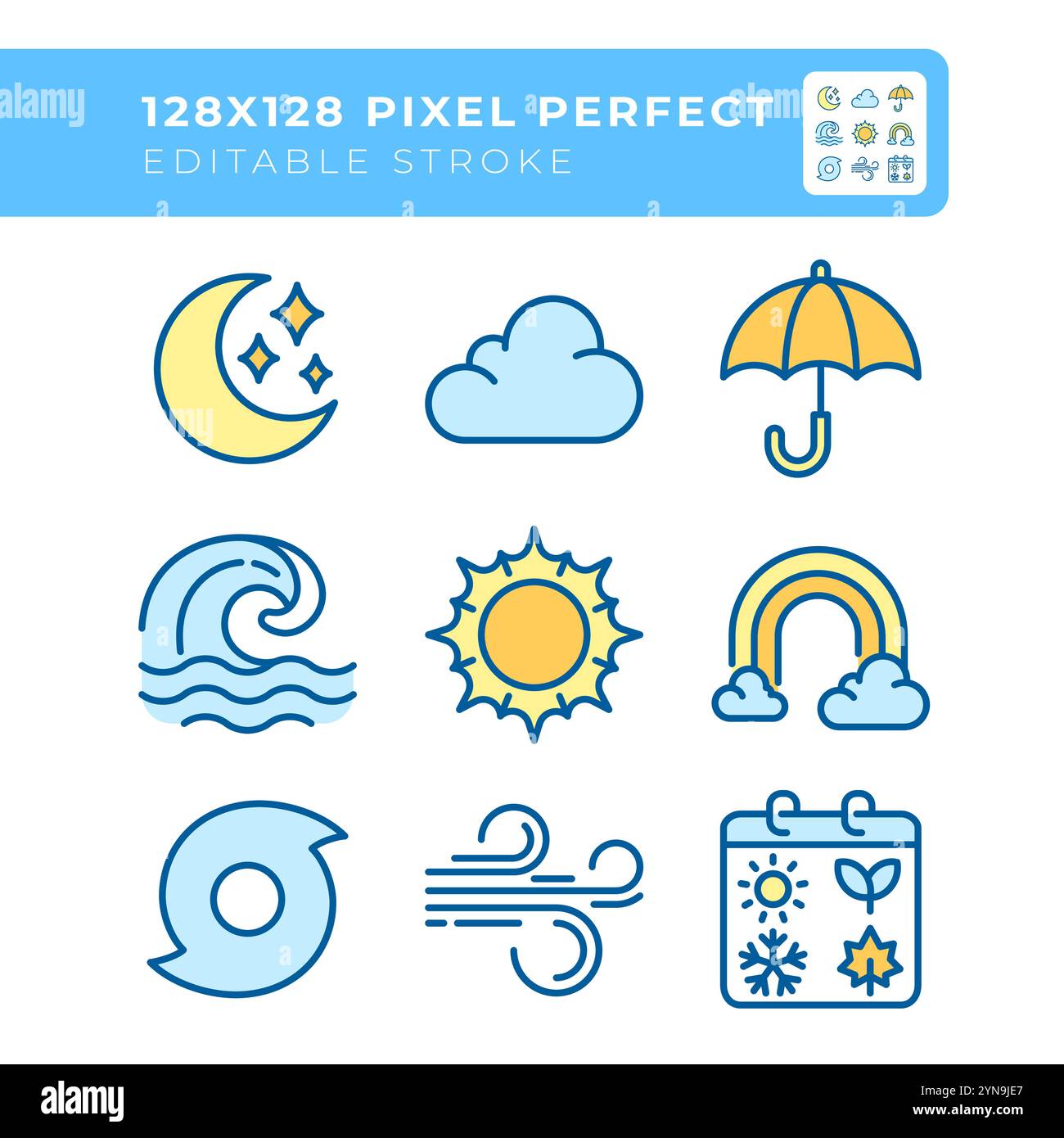 Climate RGB color icons set Stock Vector