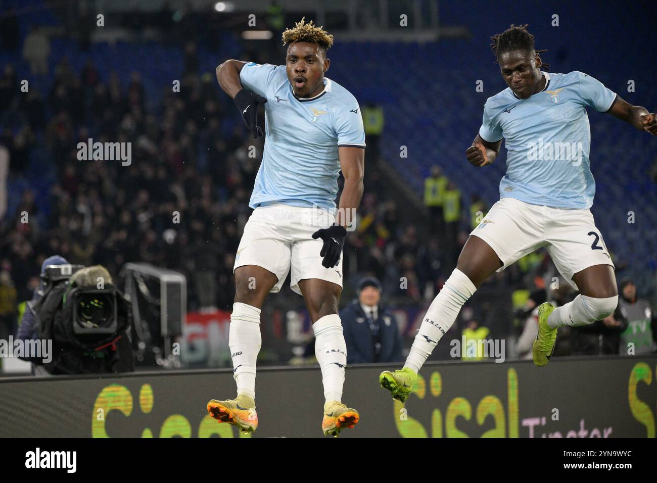 Lazio's Fisayo Dele-Bashiru celebrates after scoring the goal 3-0 ...