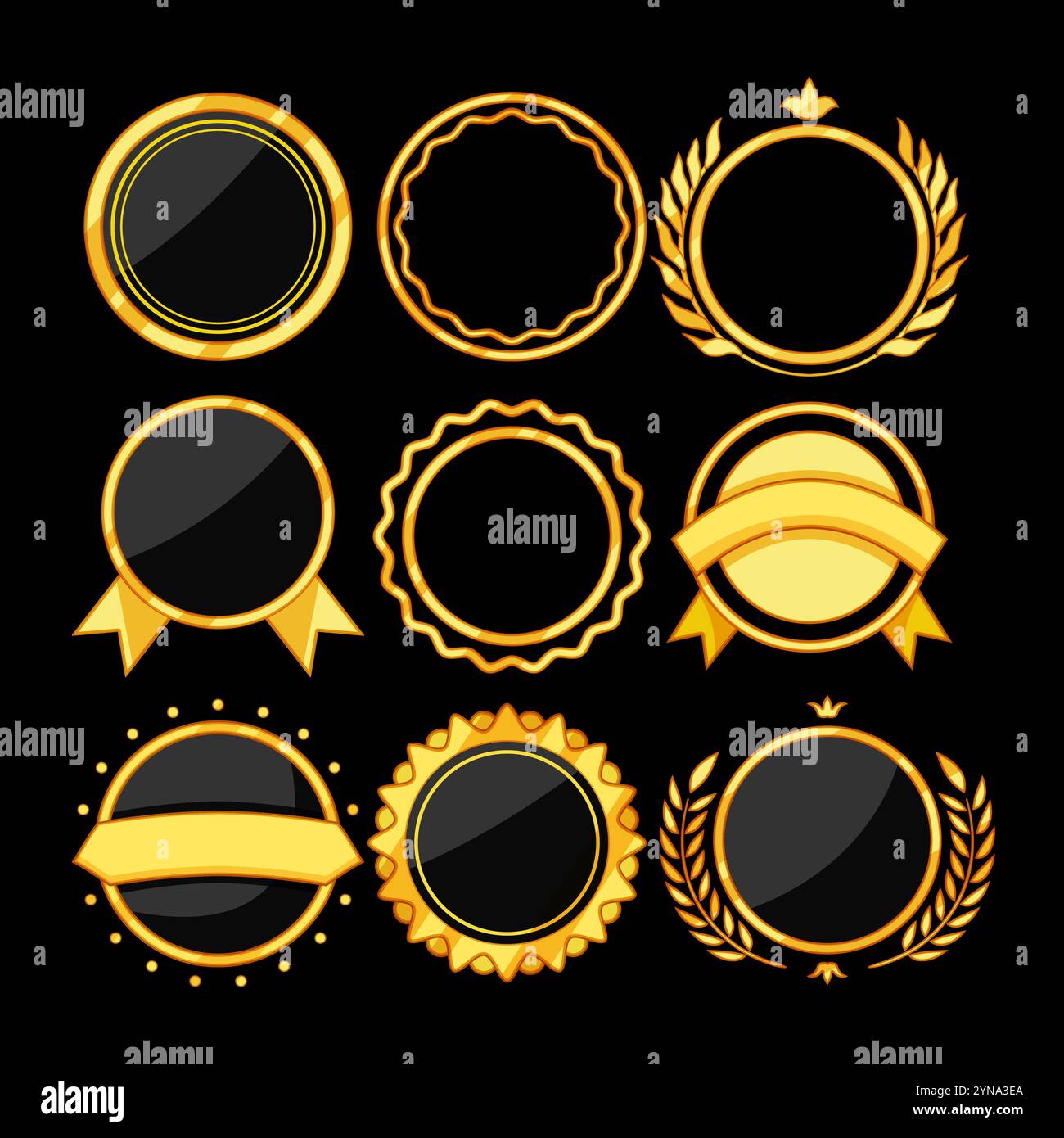 badge golden luxury set cartoon vector illustration Stock Vector Image ...