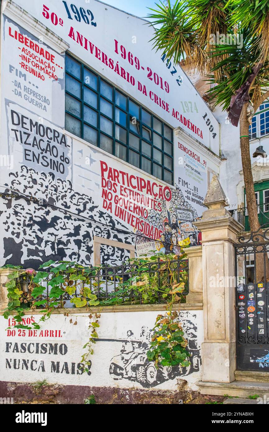 Portugal, Central Region, Coimbra, political slogans in the old town Stock Photo