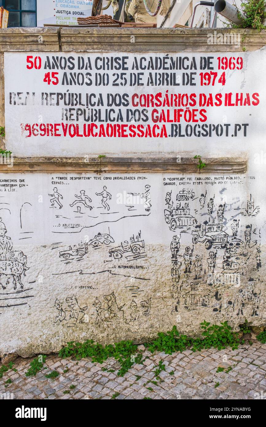 Portugal, Central Region, Coimbra, political slogans in the old town Stock Photo