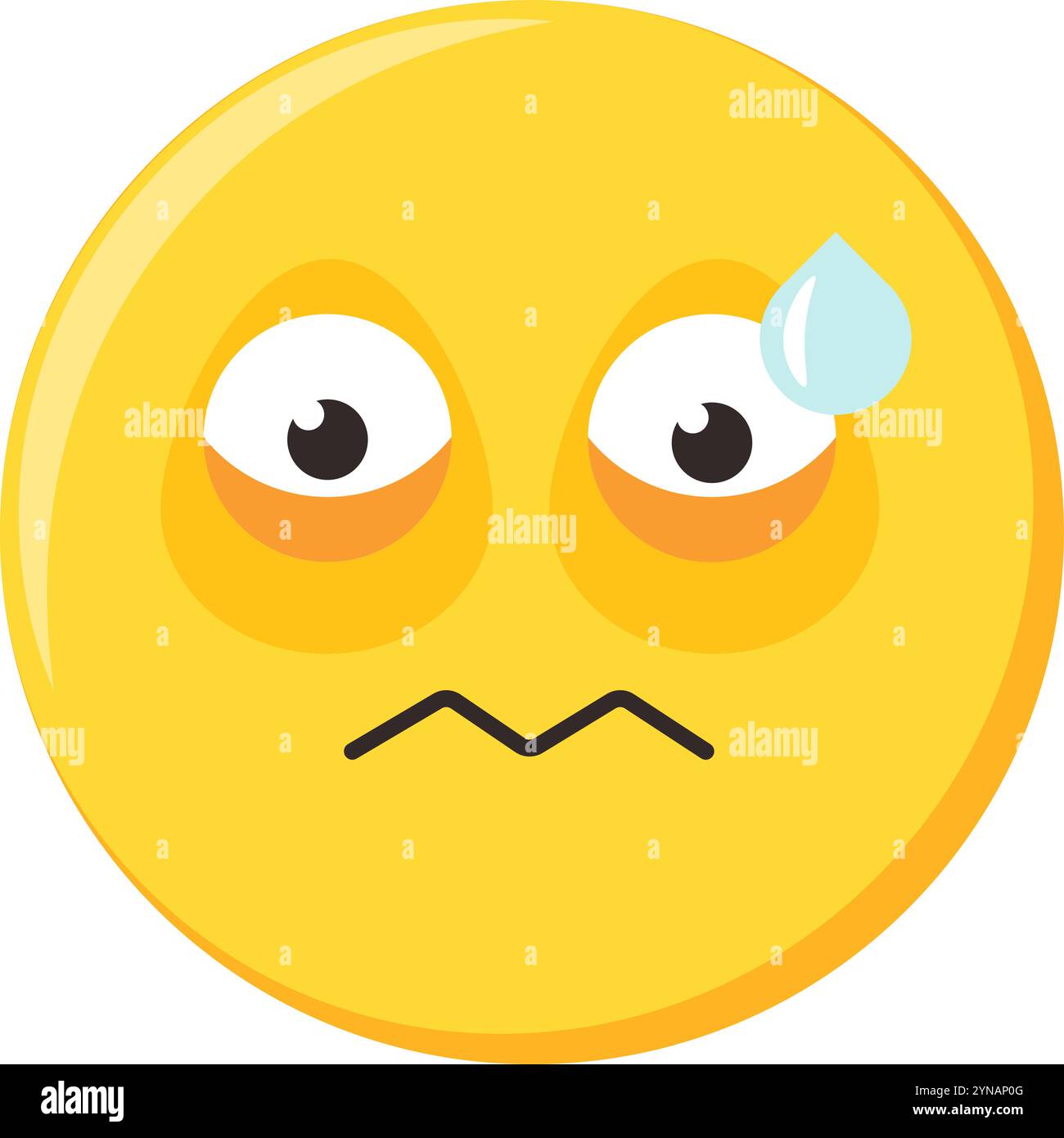 Anxious emoji facial expression, sweat, exhausted, tired, stressed emoticon icon. Colorful vector smiley. Cute sticker, social media mood character, e Stock Vector