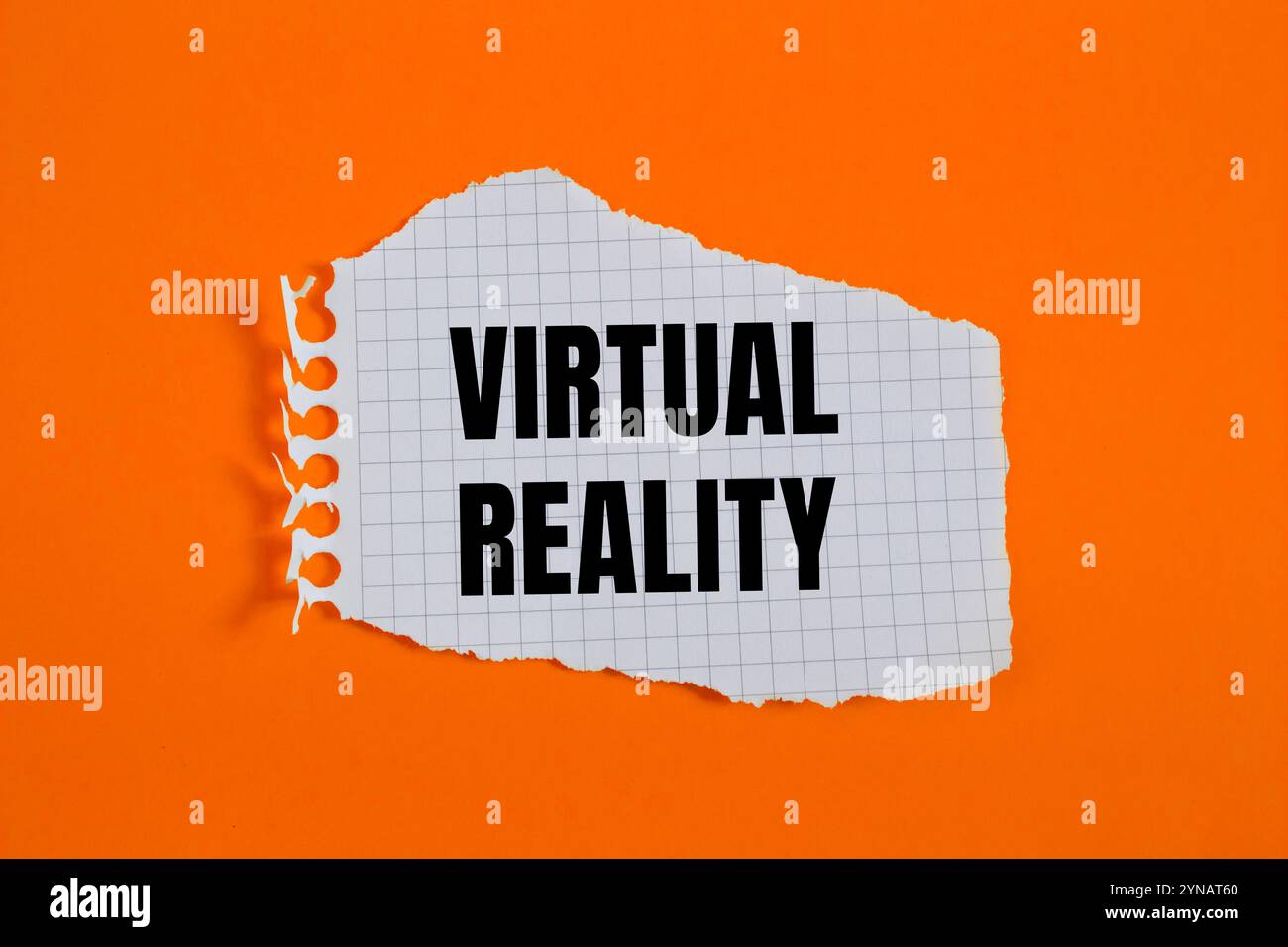 Reality On Paper Virtual reality message written on ripped torn checkered graph paper ...