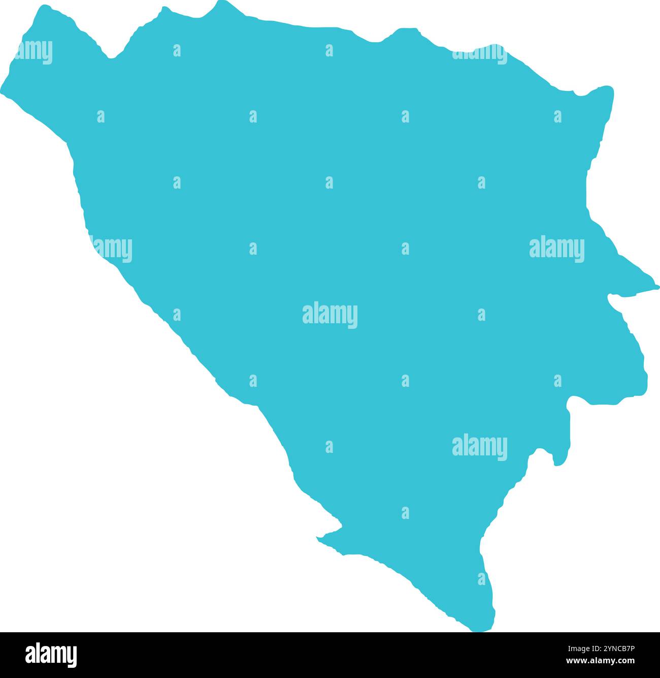 Bosnia and Herzegovina MAP in Blue, Country Map, Bosnia and Herzegovina, Border Map, Border line of Bosnia and Herzegovina, Geographic Map Stock Vector