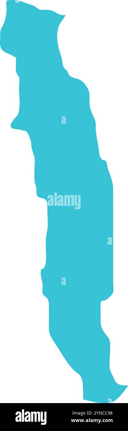 Togo MAP in Blue, Country Map, Togo, Border Map, Border line of Togo 