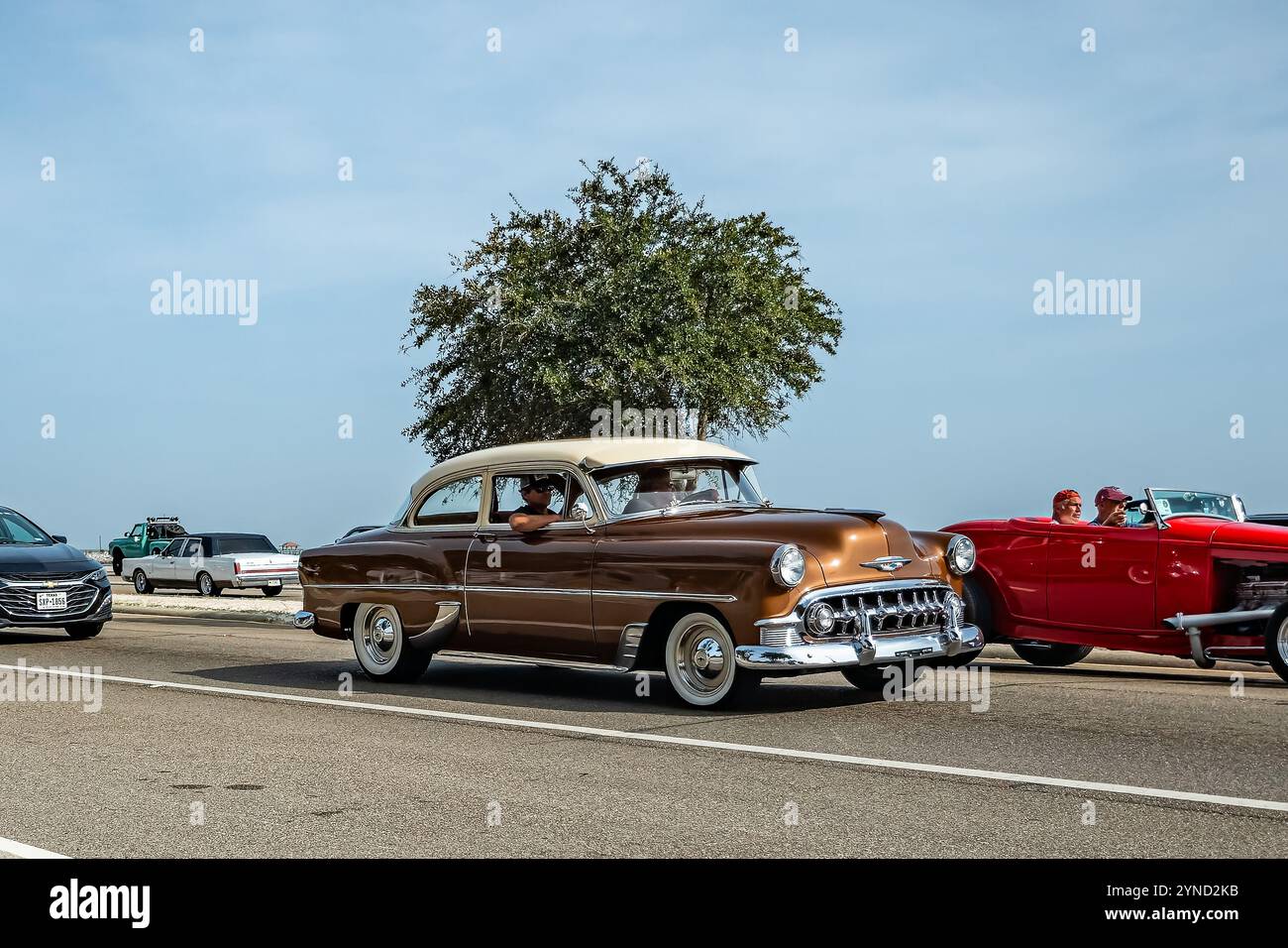 Gulfport, MS - October 04, 2023: Wide angle front corner view of a 1953 Chevrolet 210 2 Door Sedan at a local car show. Stock Photo