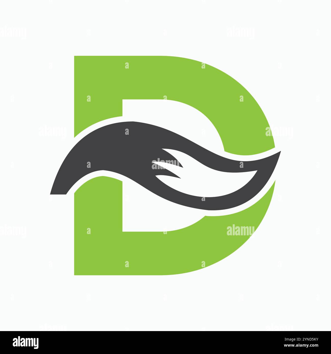 Initial Letter D Fox Logo Design Concept With Fox Tail Symbol Stock Vector