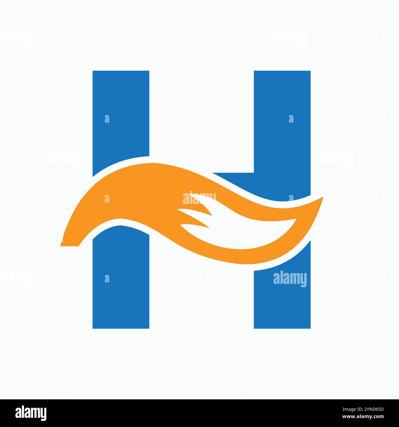 Initial Letter H Fox Logo Design Concept With Fox Tail Symbol Stock Vector