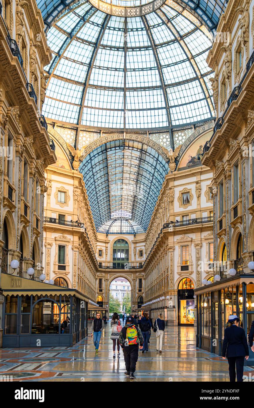 Milan, Italy - October 30, 2024: Interior of Galleria Vittorio Emanuele ...