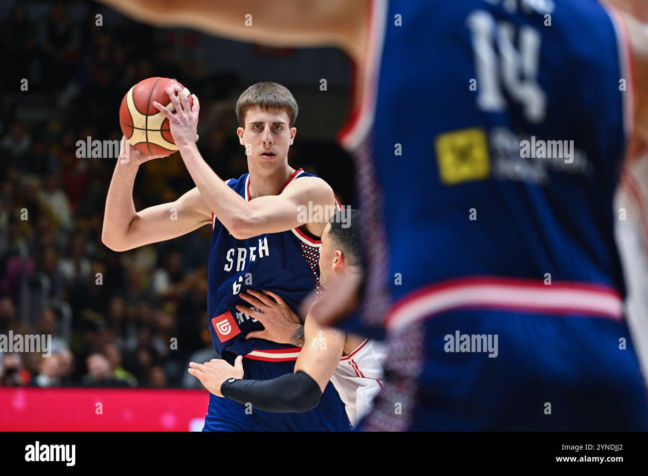 Belgrade, Serbia, 24 November, 2024. Bogoljub Markovic of Serbia in action during the FIBA Eurobasket 2025 Qualifier match between Serbia and Denmark at Aleksandar Nikolic Hall in Belgrade, Serbia. November 24, 2024. Credit: Nikola Krstic/Alamy Stock Photo