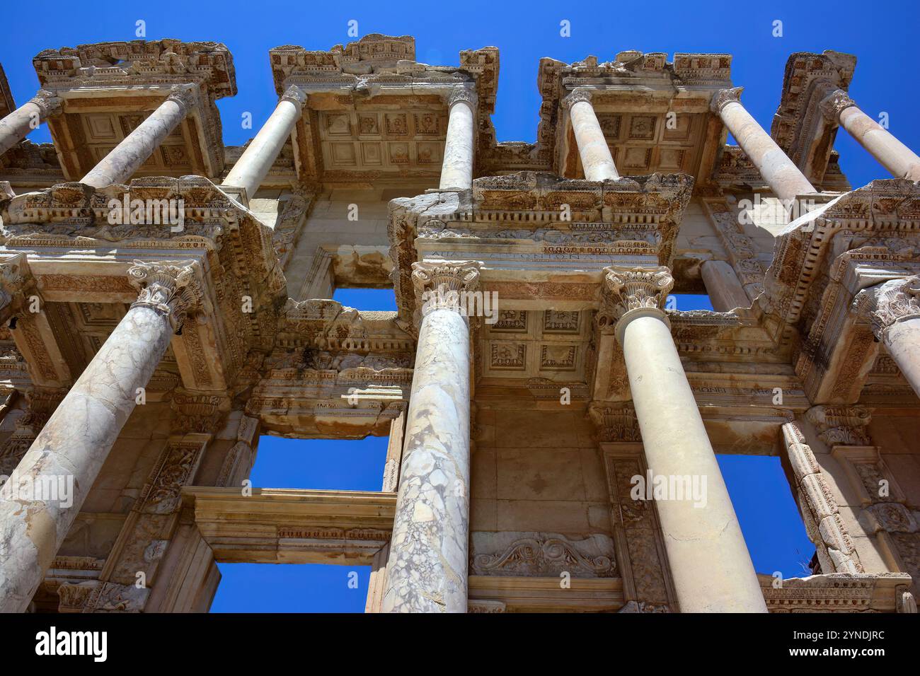 Facade of the Library of Celsus, Selçuk, İzmir Province, Turkey, West ...