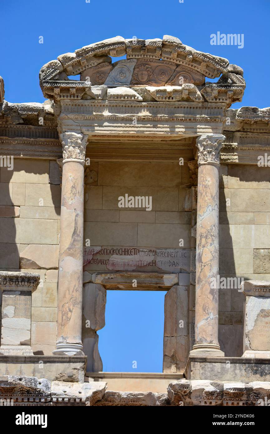 Facade of the Library of Celsus, Selçuk, İzmir Province, Turkey, West ...